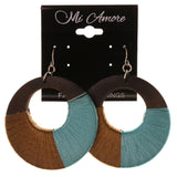 Brown & Blue Colored Fabric Dangle-Earrings #LQE3065
