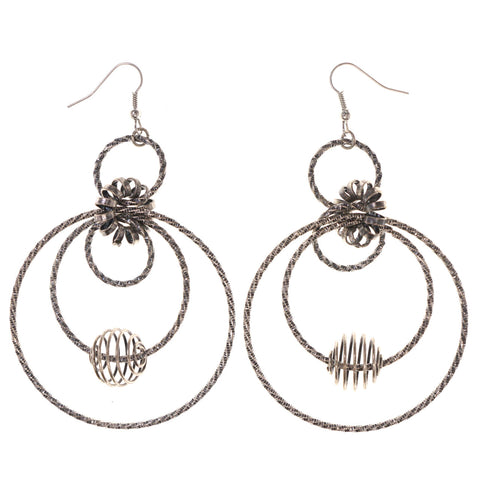 Silver-Tone Metal Dangle-Earrings