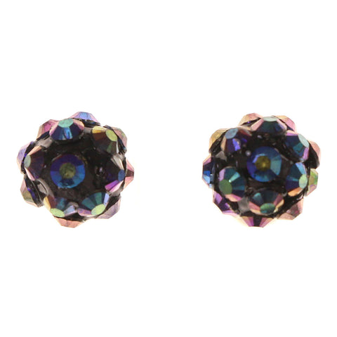 AB Finish Stud-Earrings Black Color #LQE3099
