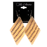 Crystal Accents Plastic Dangle-Earrings White & Peach #LQE3105