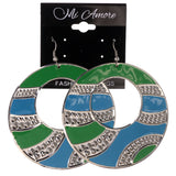 Metal Dangle-Earrings Blue & Green #LQE3139