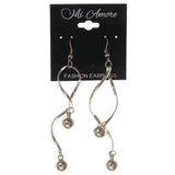 Beaded Accents Metal Dangle-Earrings Silver-Tone #LQE3143