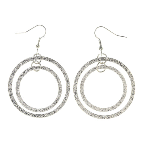 Metal Dangle-Earrings Silver-Tone #LQE3151
