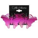 Butterfly & Ombre Theme Metal Dangle-Earrings Pink & Silver-Tone #LQE3155