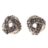 Knot Theme Crystal Accents Metal Stud-Earrings Silver-Tone & Black #LQE3188