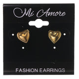 Heart Theme Metal Stud-Earrings Gold-Tone #LQE3189
