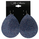 Blue & Silver-Tone Colored Metal Dangle-Earrings