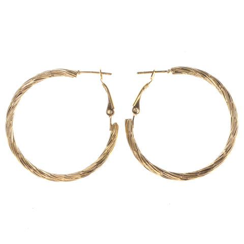 Gold-Tone Metal Hoop-Earrings #LQE3216