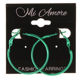Green Metal Hoop-Earrings #LQE3219