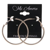 Silver-Tone Metal Hoop-Earrings #LQE3221
