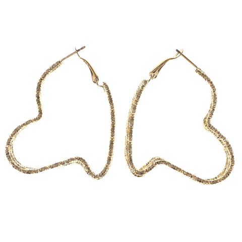 Heart Hoop-Earrings Gold-Tone Color #LQE3233
