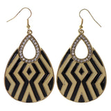 Black & White Colored Metal Dangle-Earrings With Crystal Accents #LQE3237