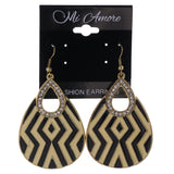 Black & White Colored Metal Dangle-Earrings With Crystal Accents #LQE3237