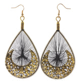 Gold-Tone & Gray Colored Metal Dangle-Earrings #LQE3239