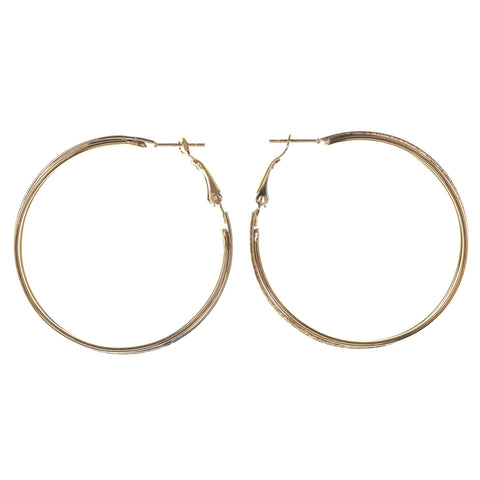 Gold-Tone Metal Hoop-Earrings #LQE3241