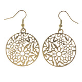 Flower Dangle-Earrings Gold-Tone Color #LQE3243