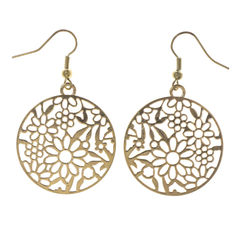 Flower Dangle-Earrings Gold-Tone Color #LQE3243
