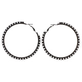 Black Metal Hoop-Earrings #LQE3253
