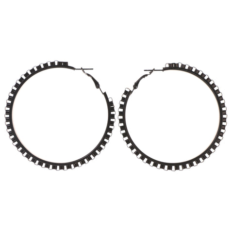 Black Metal Hoop-Earrings #LQE3253