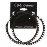 Black Metal Hoop-Earrings #LQE3253