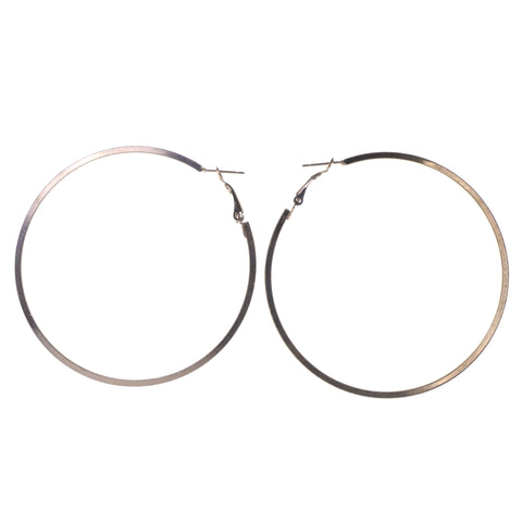 Silver-Tone Metal Hoop-Earrings #LQE3256