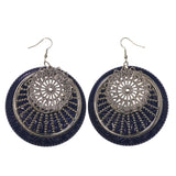 Flower Dangle-Earrings Blue & Silver-Tone Colored #LQE3303