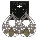 Silver-Tone & Yellow Colored Metal Dangle-Earrings #LQE3315