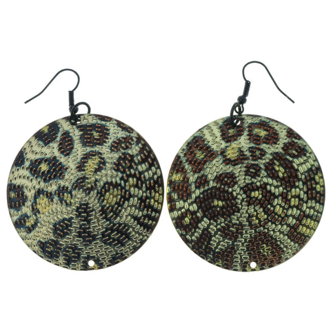 Gold-Tone & Brown Colored Metal Dangle-Earrings