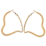 Heart Hoop-Earrings Gold-Tone Color  #LQE3334