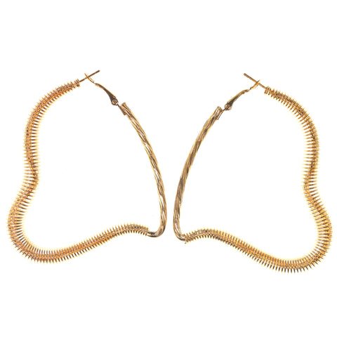 Heart Hoop-Earrings Gold-Tone Color  #LQE3334