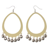 White & Silver-Tone Colored Metal Dangle-Earrings With Bead Accents #LQE3339
