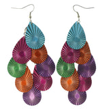 Colorful & Silver-Tone Colored Metal Chandelier-Earrings #LQE3340
