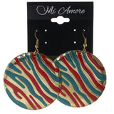 Zebra Print Dangle-Earrings Red & Blue Colored #LQE3348