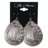 Bird Dangle-Earrings Silver-Tone & Black Colored #LQE3359