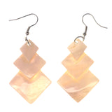 Shell Dangle-Earrings White & Silver-Tone Colored #LQE3360