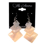 Shell Dangle-Earrings White & Silver-Tone Colored #LQE3360