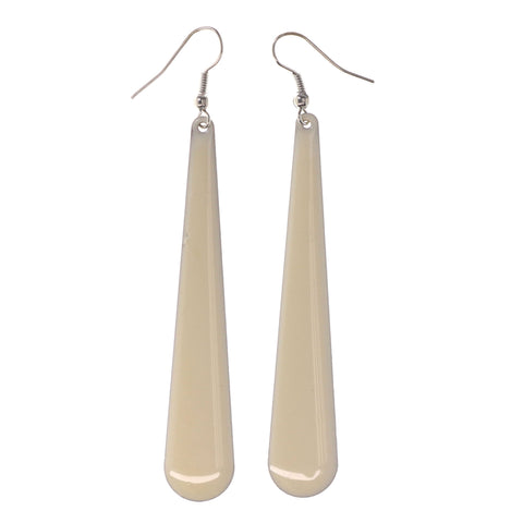 White & Silver-Tone Colored Metal Dangle-Earrings #LQE3367