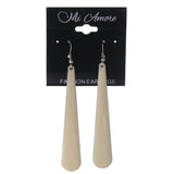 White & Silver-Tone Colored Metal Dangle-Earrings #LQE3367