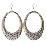 Silver-Tone & Black Colored Metal Dangle-Earrings #LQE3373