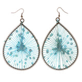 Sequin Dangle-Earrings Blue & Black Colored #LQE3375