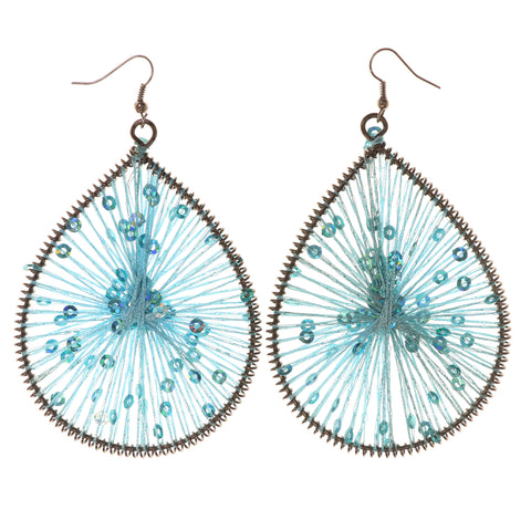 Sequin Dangle-Earrings Blue & Black Colored #LQE3375