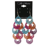 Colorful & Silver-Tone Colored Metal Chandelier-Earrings #LQE3387