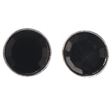 Black & Silver-Tone Colored Metal Stud-Earrings With Bead Accents #LQE3389