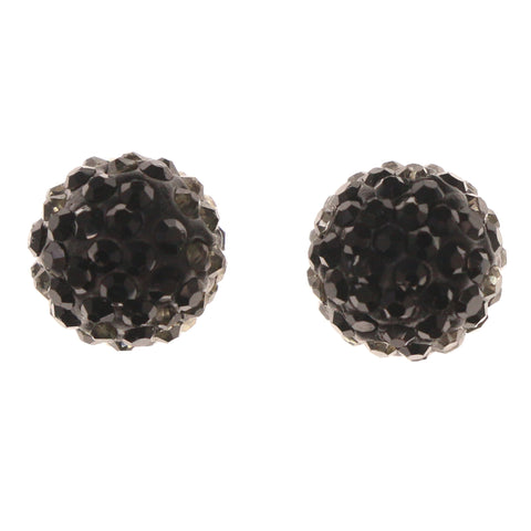 Ombre Stud-Earrings With Crystal Accents Black & Silver-Tone Colored #LQE3395