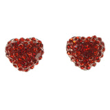 Heart Stud-Earrings With Crystal Accents Red & Silver-Tone Colored #LQE3400