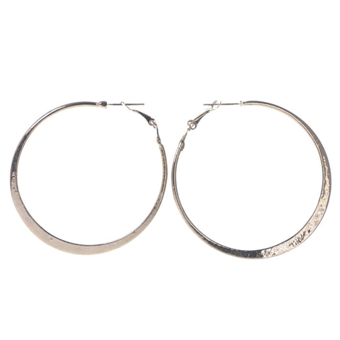 Silver-Tone Metal Hoop-Earrings #LQE3432
