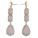 White & Gold-Tone Colored Metal Drop-Dangle-Earrings With Bead Accents #LQE3442
