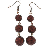 Brown & Gold-Tone Metal Drop-Dangle-Earrings