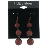 Brown & Gold-Tone Metal Drop-Dangle-Earrings