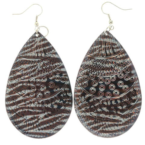Silver-Tone & Purple Colored Metal Dangle-Earrings